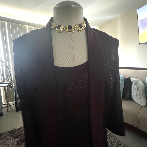 R & M Richards Women's Purple Metallic Open Front Jacket Plus Size 20W Wedding - Picture 2 of 14